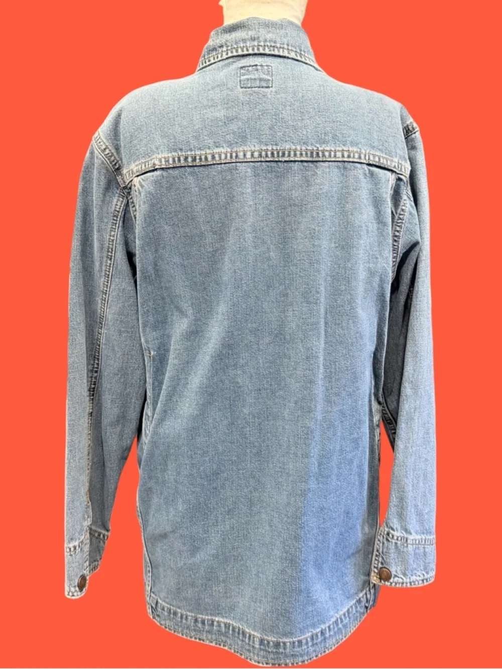 VTG Levis Red Tab Denim Chore Coat Jacket Womens M 90s Y2K Workwear Grandmacore - Picture 4 of 14